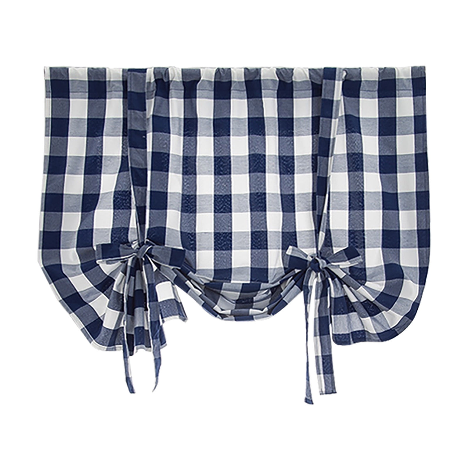 mnjin check lace up curtains for windows 32 x 55 inch rod pocket ...