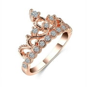 "mnjin friend gifts for women, princess ring fashion jewelry rose gold"