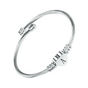mnjin heart initials bracelet-a-z stainless steel engraved charm bracelet, woman girl jewelry birthday festival gift a