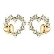 mnjin heart zircon earrings stud earrings gifts for girlfriend andfriends gold