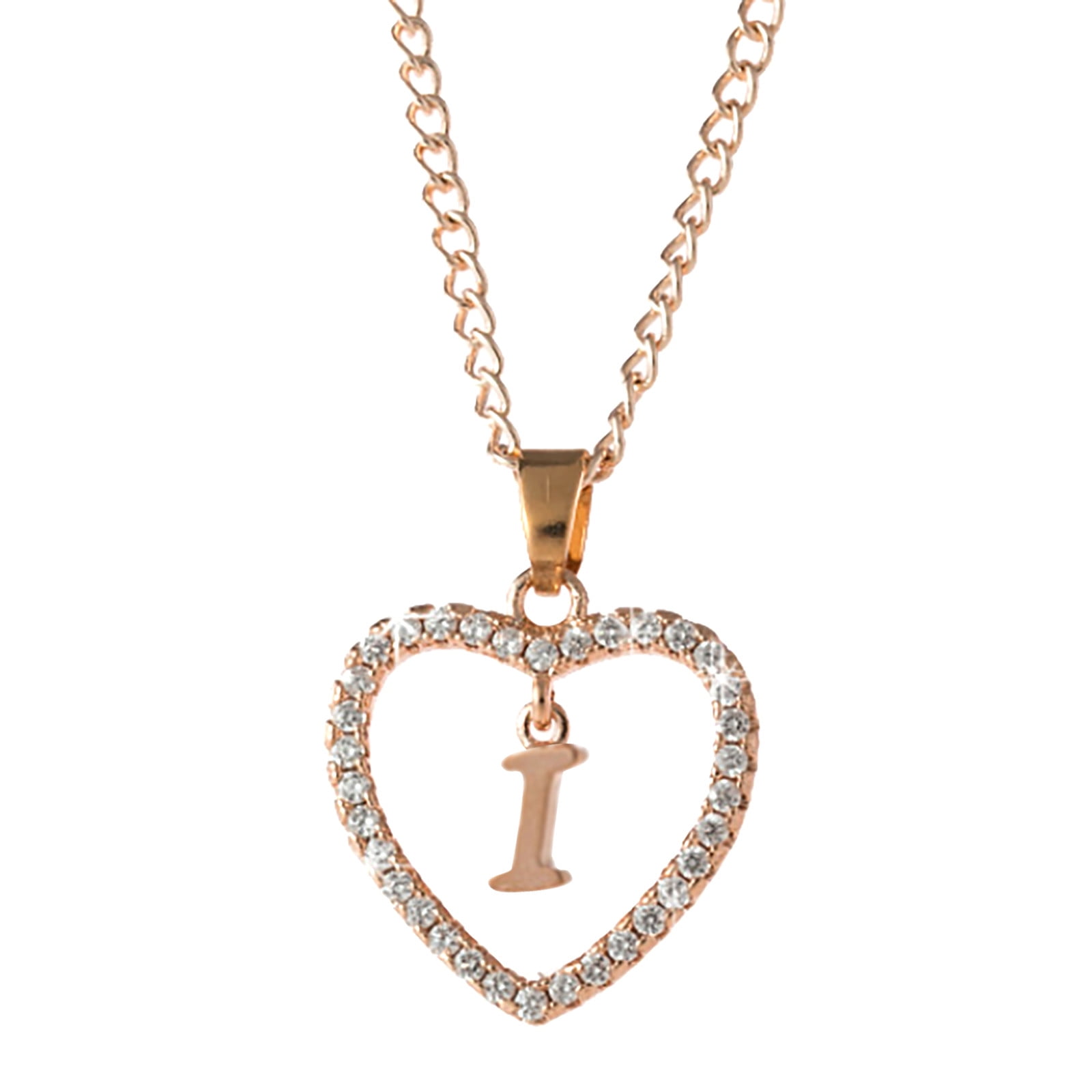 mnjin letter necklace 26 letter zircon heart necklace jewelry love