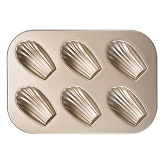 mnjin mini madeleine mold cake pan, 6 cavity non-stick oval scallop cookie baking pan b