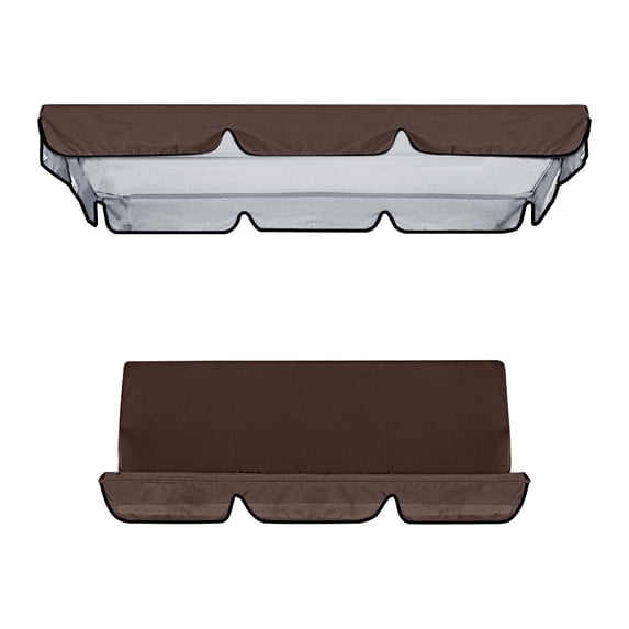 mnjin patio swing canopy cover set swing replacement top cover + swing cushion cover brown