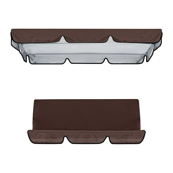 mnjin patio swing canopy cover set swing replacement top cover + swing cushion cover brown