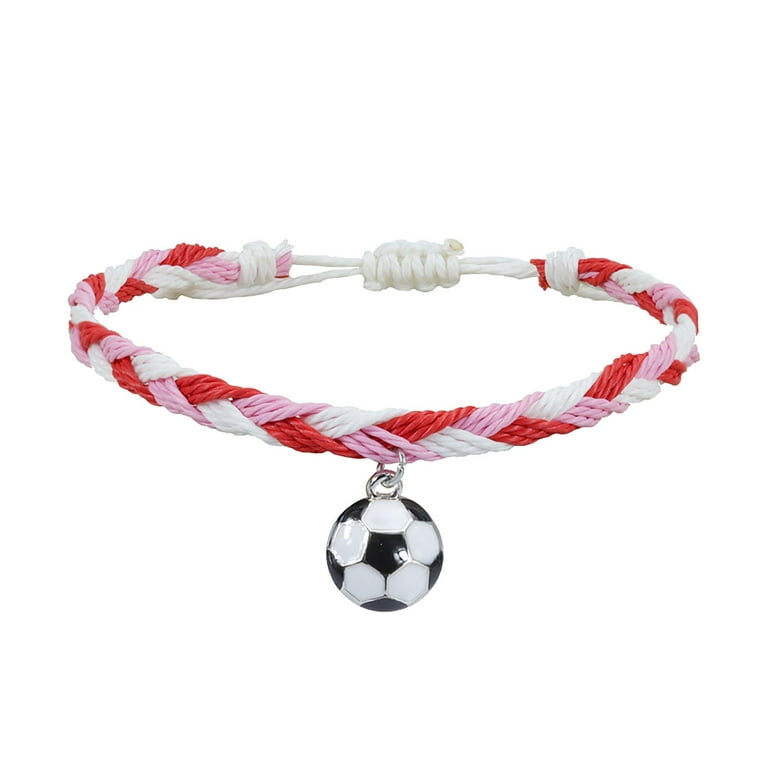 Soccer Charm Bracelets Soccer Party Favors Black Red White Brown Wristbands  Soccer Beads Adjustable Inspirational Ball Bracelet For Teens Adults Sport  Birthday Football Favors For 