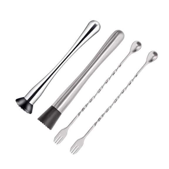 mnjin tool and spoon steel bar stainless mixing 4pc muddler set home kitchenã¯â¼âdining & bar silver