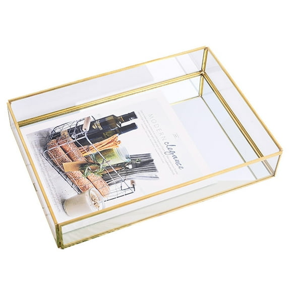 mnjin tray mirror plate perfume makeup plate table mirror tray dressing gold bathroom products gold