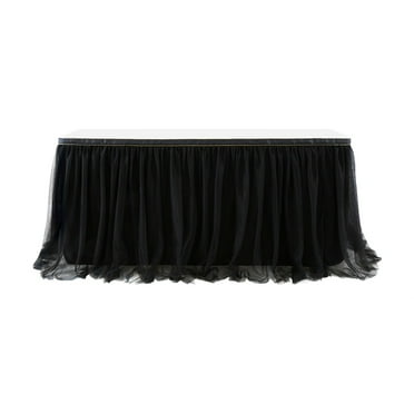 mnjin tulle table skirt high-end gold-rimmed mesh birthday wedding party decoration black