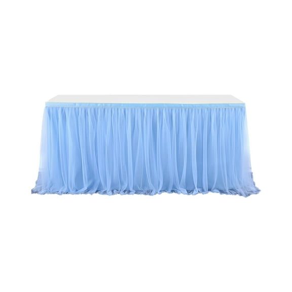 mnjin tulle table skirt high-end gold-rimmed mesh birthday wedding party decoration blue