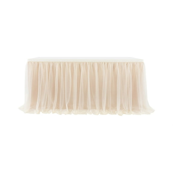 mnjin tulle table skirt high-end gold-rimmed mesh birthday wedding party decoration e