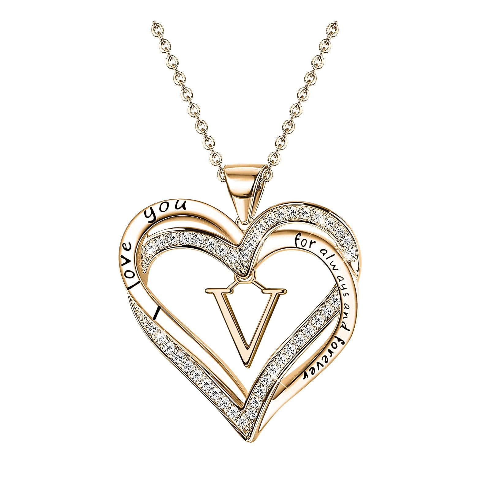 Letter necklace - Heart necklace - Gold letter necklace - Initial necklace  - Letter necklaces - Romantic necklace - Heart necklaces