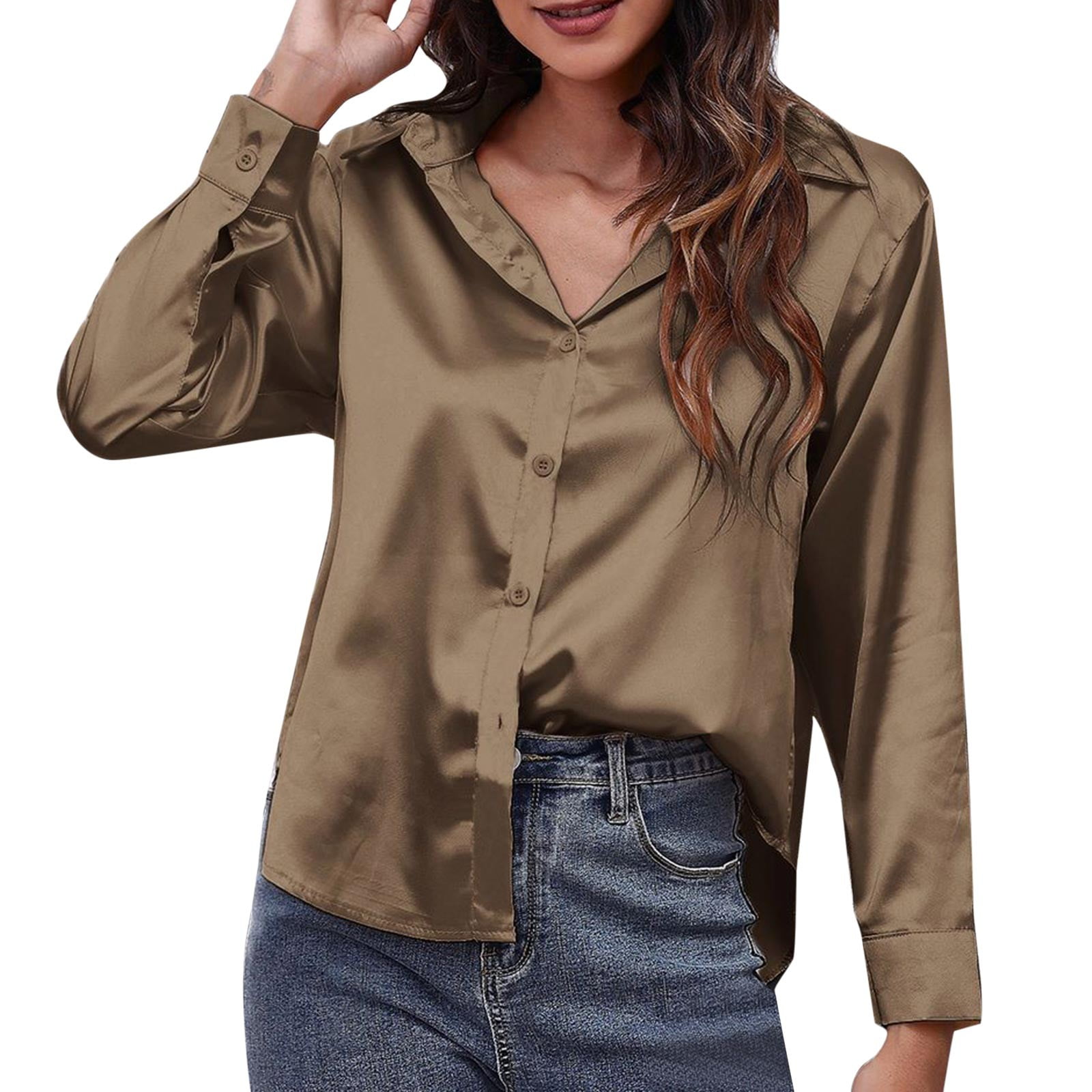 mnjin womens blouses and tops dressy shirts satin shirt women's