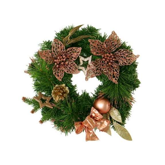 mnjin wreath christmas day front door wall hanging decoration 30cm/11.8in in diameter rose gold