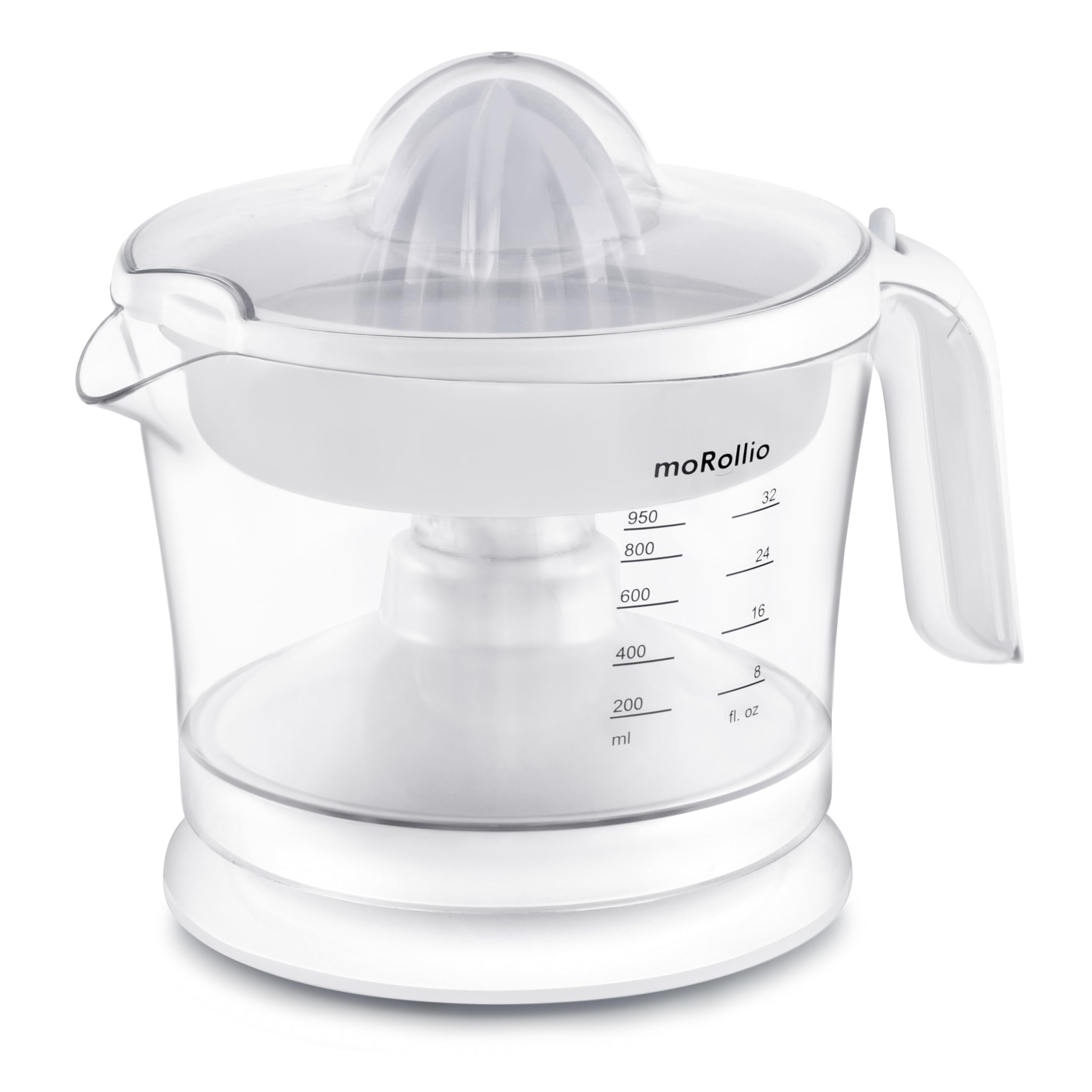 moRollio Citrus Juicer, Orange Juicer | Electric Citrus Juicer, Adjustable Pulp Control, 32oz