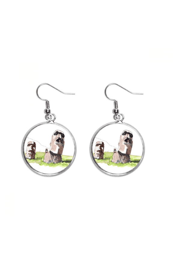 moai statues in easter island ear dangle silver drop ear jewelry woman