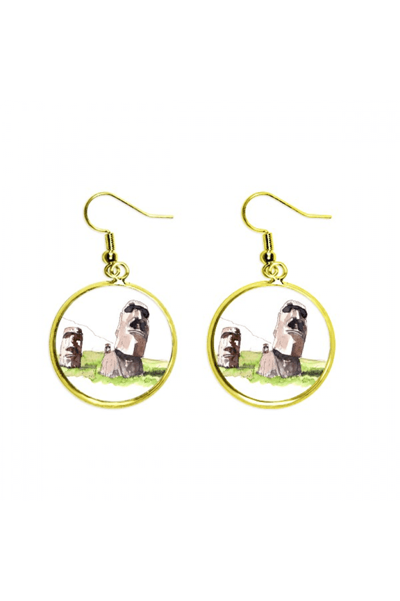 moai statues in easter island earring dangle en drop earring jewelry woman