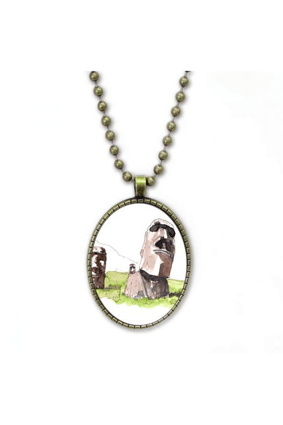 moai statues in easter island necklace vintage chain bead pendant jewelry collection