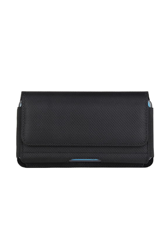 mobile phone bag with Oxford cloth, wear-resistant magnetic buckle, belt wearing waist hanging bag, men's waist cover5.5/6.7in Black