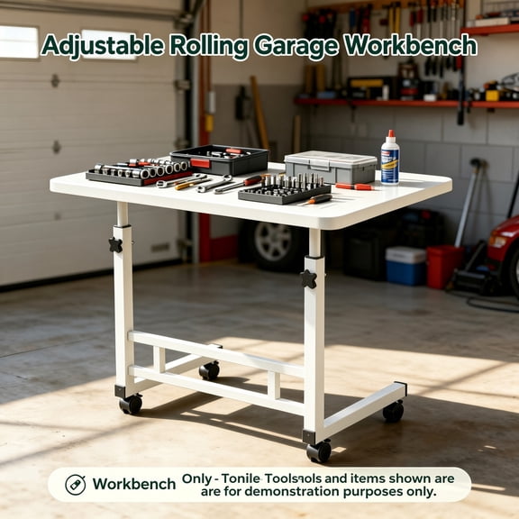 mobile workbench, multifunctional height-adjustable desk, temporary garage repair station, height-adjustable tool cart with swivel casters; an industrial-grade workbench suitable for garag