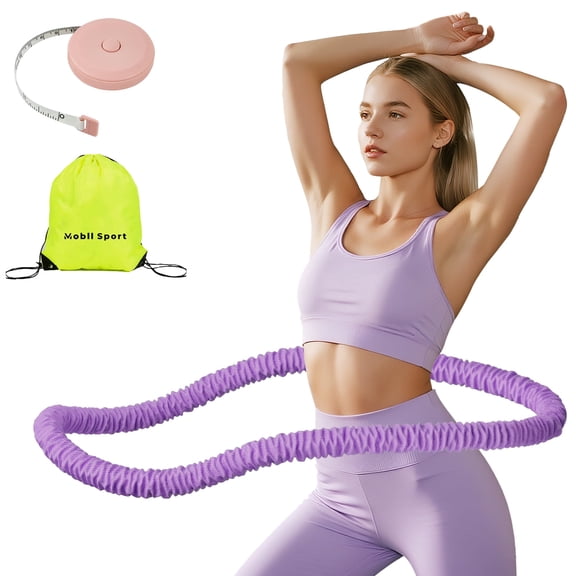 mobllsport Upgraded Weighted Hoop for Adults - 3.3lb Soft Spring Fitness Hoop for Weight Loss - Foldable Exercise Hoop for Beginners & Home Travel Use