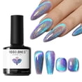 thumbnail image 1 of modelones 9D Magnetic Cat Eye Gel Nail Polish, 15 ML Glitter Holographic Glass Rainbow Gel Polish Blue Purple Shimmer Reflective Iridescent Soak Off U V LED Summer Nails for Women Girl, 1 of 8
