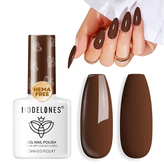 modelones Brown Gel Nail Polish 15ML, Hema Free Pastel Soak-Off UV Gel Polish - 28+Days Long-Lasting Nail Art DIY Manicure Kit Home Salon Women Gifts