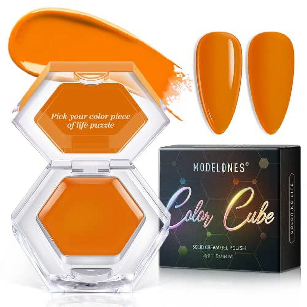 modelones Fall Gel Nail Polish, Orange Solid Gel Polish Pudding Gel Upgraded CrÃ¨me Manicure