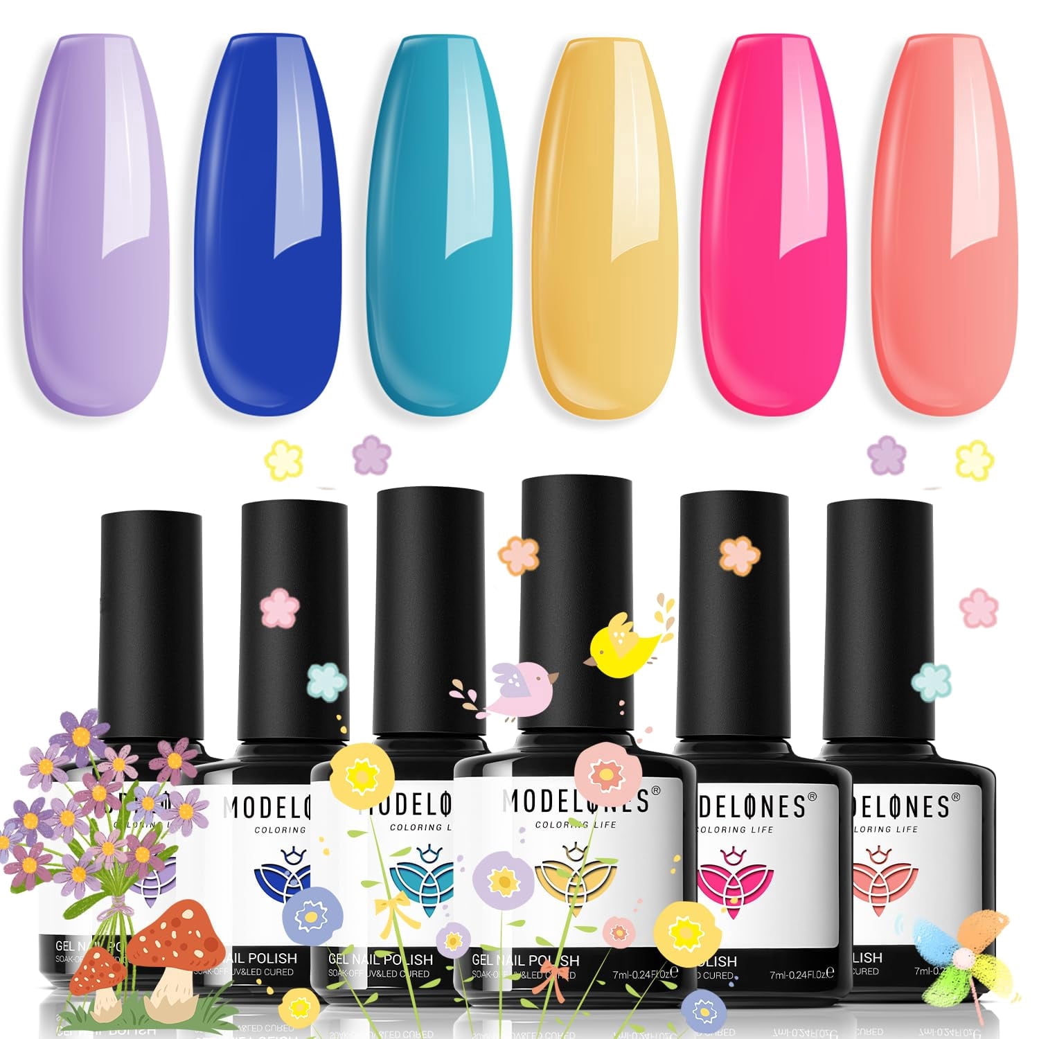 Color Is Turquoise modelones Gel Nail Polish Set - 6 Colors 2026 Spring Summer Neon Bright ...
