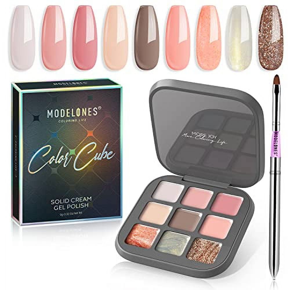 modelones Gel Nail Polish Set, 9 Colors Nude Pink Glitter Solid Gel
