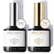 modelones Gel Top Coat and Base Coat Set 2 Pcs Gel Nail Polish No Wipe Gel Base and Top Coat Clear Top Coat Nail Lamp Need Long Lasting Shiny 10 ml Gifts for Women