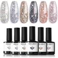 thumbnail image 1 of Modelones Glitter Gel Nail Polish Set, 6 Colors Sparkle Silver Gold Pink Gel Polish Kit, Chrome Platinum Soak Off Gel Nail Polish Set for Manicure Nail Art DIY Salon Home Gifts, 1 of 7