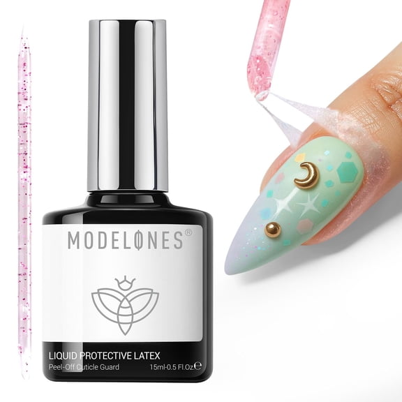 modelones Liquid Latex for Nails, 15 ml Peel Off Nail Polish Barrier with Stick, Fast Dry Cuticle Guard, Protector for Fingers
