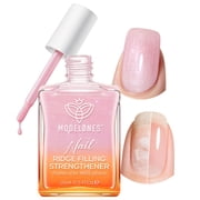 modelones Nail Strengthener, 8-in-One Nail Ridge Filler Base Coat Nail Polish Repair Nail Growth Treatment for Thin and Damaged Nails, Pink Glow Nail Care, 15ml