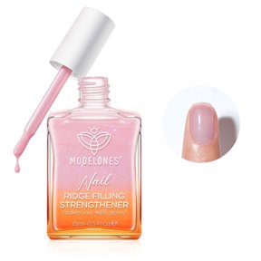 modelones Nail Strengthener, 8-in-One Nail Ridge Filler Base Coat Nail Polish Repair Nail Growth Treatment for Thin and Damaged Nails, Pink Glow Nail Care, 15ml