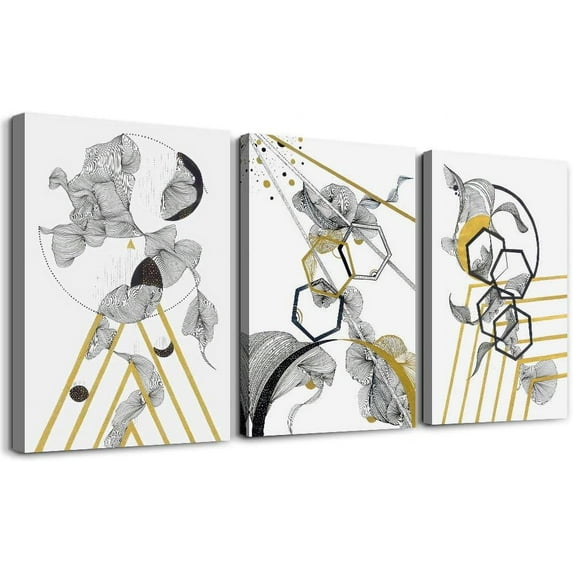 modern Abstract painting Canvas Wall Art for Living Room Wall Artworks Bedroom Decoration, 3 piece Framed office kitchen bathroom Wall decor inspirational Black and white abstract posters Home Decor