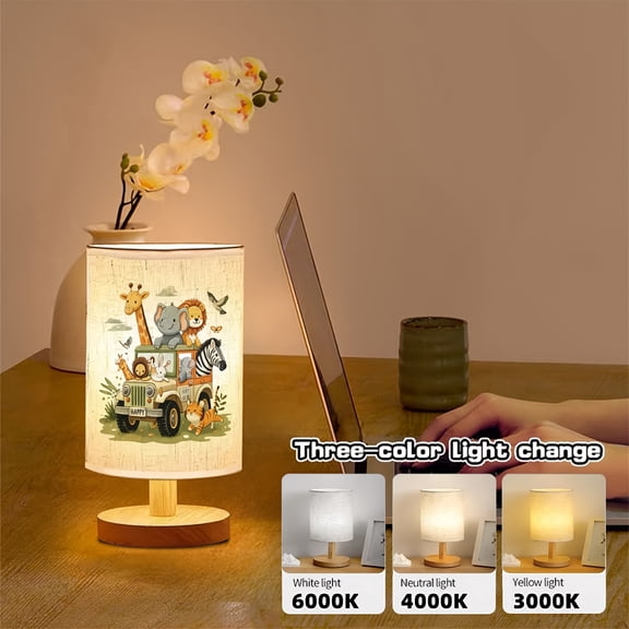 The modern giraffe and lion night lamp bedside lamp has 3 color temperature settings (warm light / adjustable light). The cute design is suitable for bedrooms and dormitory rooms.