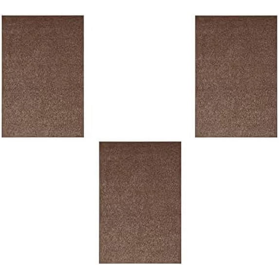 modern plush solid brown color rug, indoor/outdoor mat, area rugs great for kids, pets, living room, made in usa, 1.5' x 2.25' rectangle - set of 3