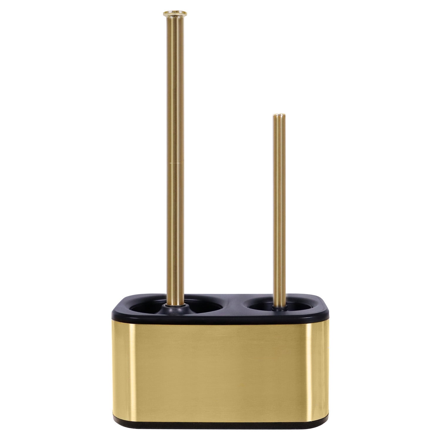 Gold Metal Toilet Brush and Plunger Set with Holder
