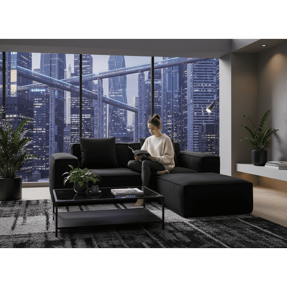 modular sofa can be converted into an sofa bed Free conversion sofa set flexible configuration, soft cloud velvet fabric two person combination with footrest -black