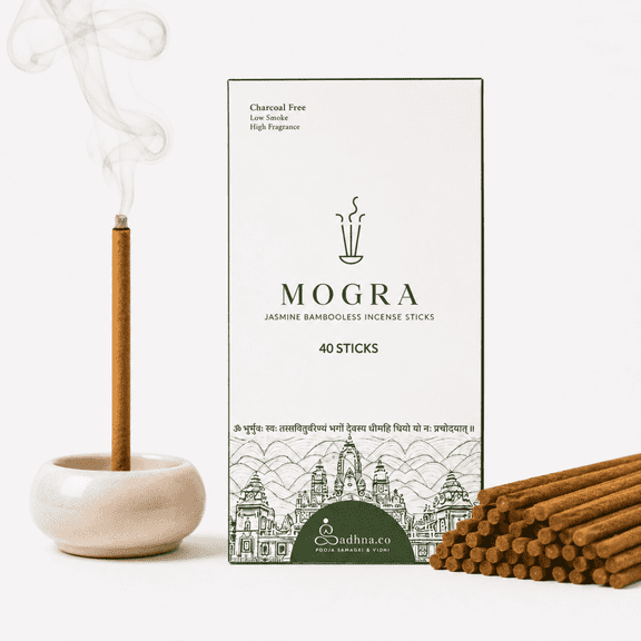 Sadhna.co Mogra Jasmine Bambooless Incense Sticks, Clean-Burning Natural Agarbatti, Pack of 40