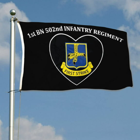 mokarier 1st BN 502th Infantry Regiment Flag First Strike  Flag Banner Outdoor Indoor Decoration Flag 3x5Feet Double Stitched Polyester with Brass Grommets