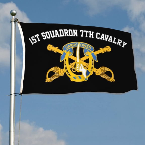 mokarier 1st Squadron 7th Cavalry Flag Banner Outdoor Indoor Decoration Flag 3x5Feet Double Stitched Polyester with Brass Grommets