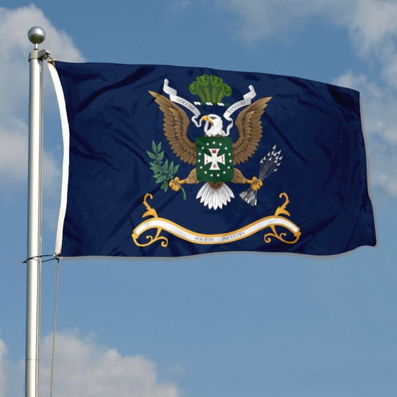 mokarier 4th infantry Regiment Flag Banner Outdoor Indoor Decoration Flag 3x5Feet Double Stitched Polyester with Brass Grommets Blue