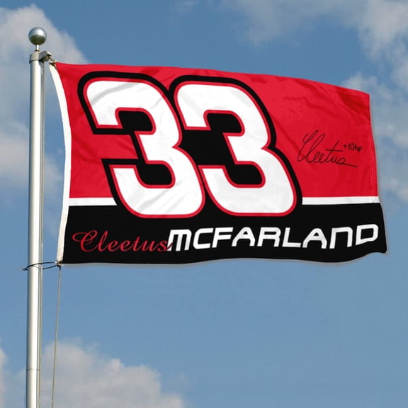 mokarier Autographed Checkered Cleetus Flag Mcfarland #33 Racing Flag Banner 3x5Ft with Brass Grommets for Car Fans Indoor Outdoor Decor