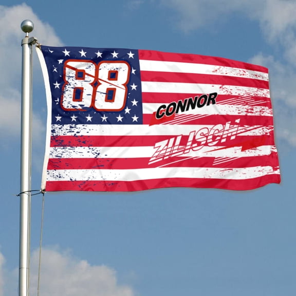 mokarier Autographed Checkered Connor Flag Zilisch #88 Racing Flag Banner 3x5Ft with Brass Grommets for Car Fans Indoor Outdoor Decor Stars&stripes