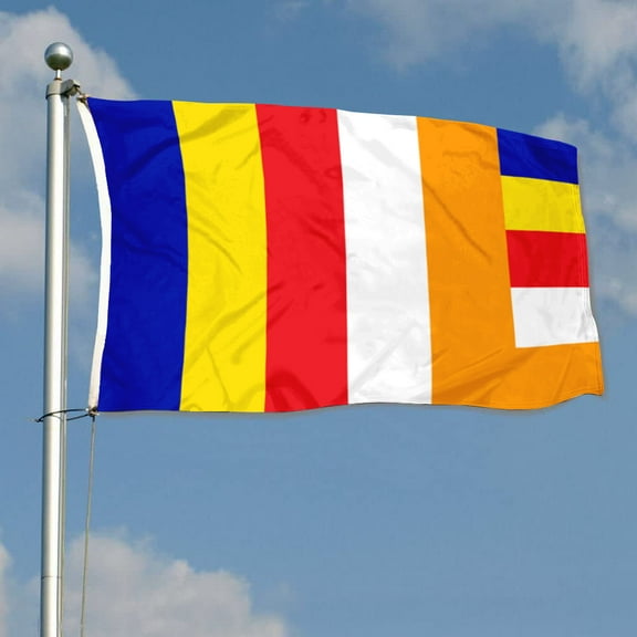 mokarier Buddhist Flag Banner Outdoor Indoor Decoration Flag 3x5Feet Double Stitched Polyester with Brass Grommets
