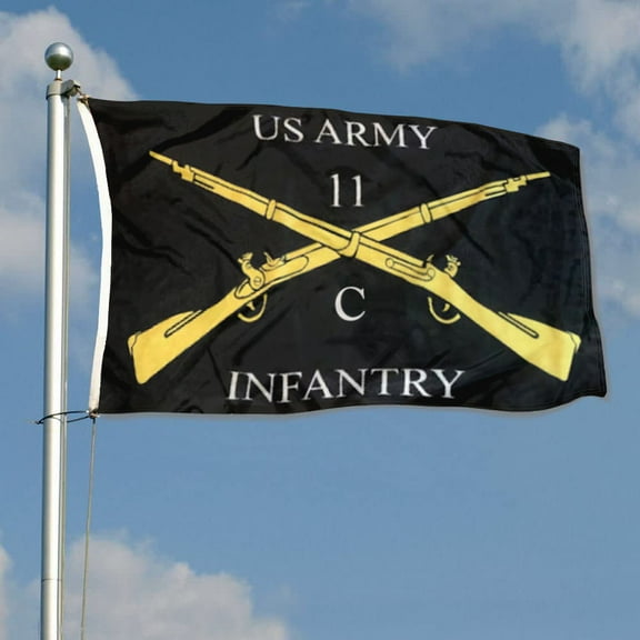 mokarier Cross Rifle Infantry 11 C Flag Banner Outdoor Indoor Decoration Flag 3x5Feet Double Stitched Polyester with Brass Grommets