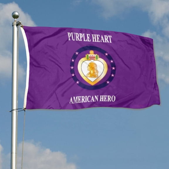 mokarier Purple Heart American Hero Flag Banner Outdoor Indoor Decoration Flag 3x5Feet Double Stitched Polyester with Brass Grommets