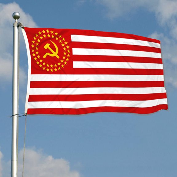 mokarier United Socialist States of America 50 Stars Fictional Flag Banner 3x5Ft with Brass Grommets for Car Fans Indoor Outdoor Decor Blue