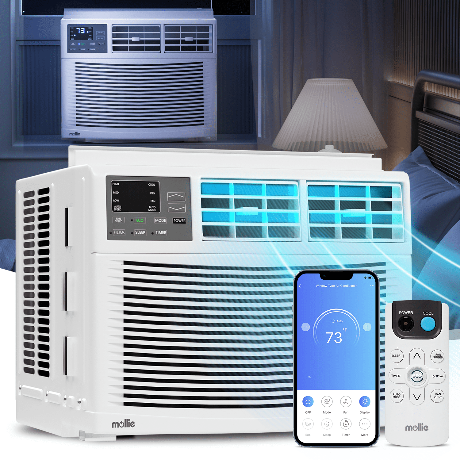 Mollie 12,000 BTU White Smart Window Air Conditioner with Remote